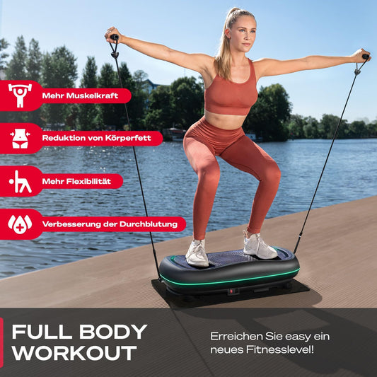 4D Vibrationsplatte: Smart LED, Bluetooth, Fitness & Yoga