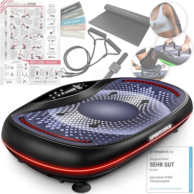 4D Vibrationsplatte: Smart LED, Bluetooth, Fitness & Yoga