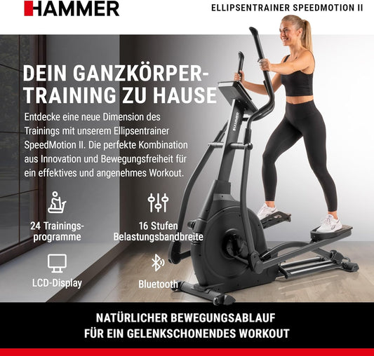 SpeedMotion II: Crosstrainer mit Steigung, 24 Programmen & 18 kg Schwungmasse