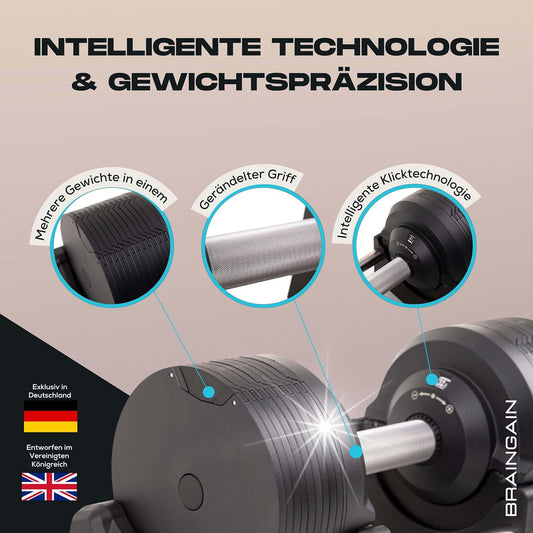 Verstellbare Hanteln: Chrom/Schwarz, Krafttraining für Zuhause