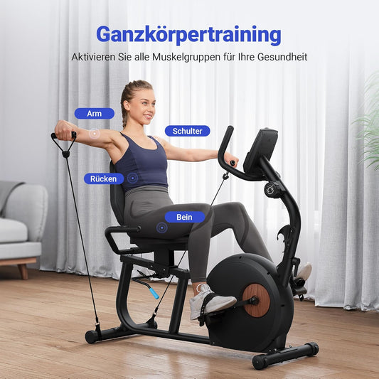 Liegeergometer: Heimtrainer mit Bluetooth und verstellbarer Rückenlehne