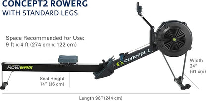 RowErg Modell D: Rudergerät mit Luftwiderstand, Standardbeinen, Schwarz