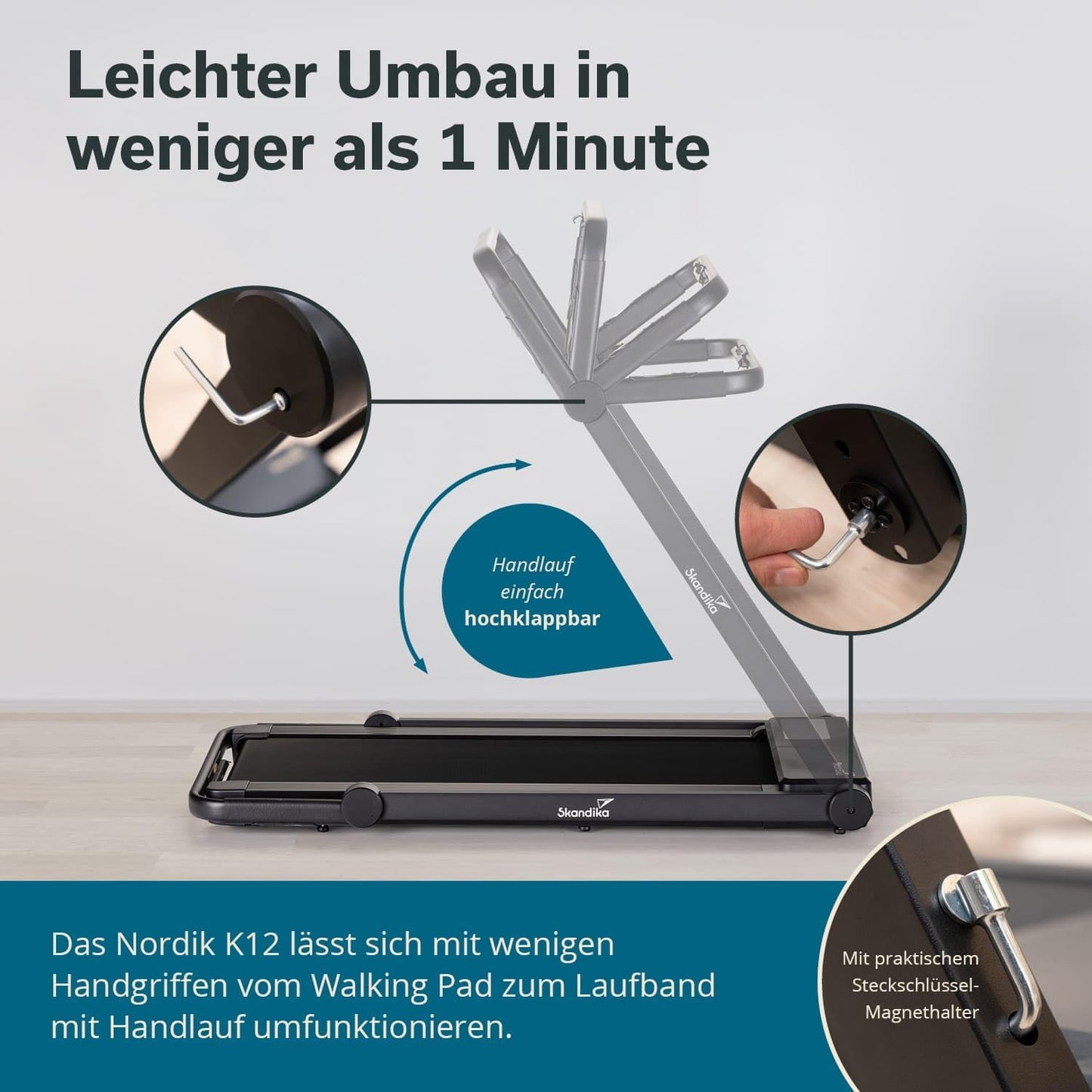 Nordik Laufband für Zuhause & Büro | Walking Pad mit Steigung