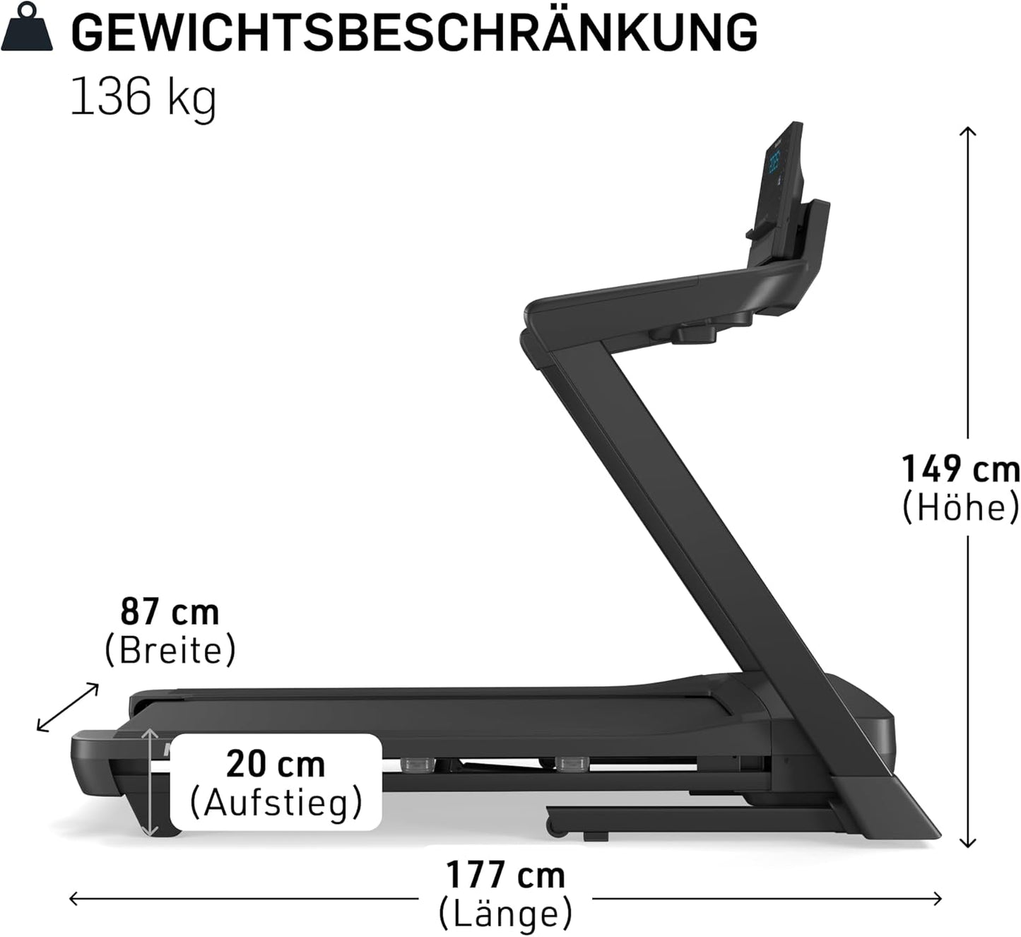 T-Serie: Laufband mit Steigung, Bluetooth & 136 kg Tragkraft