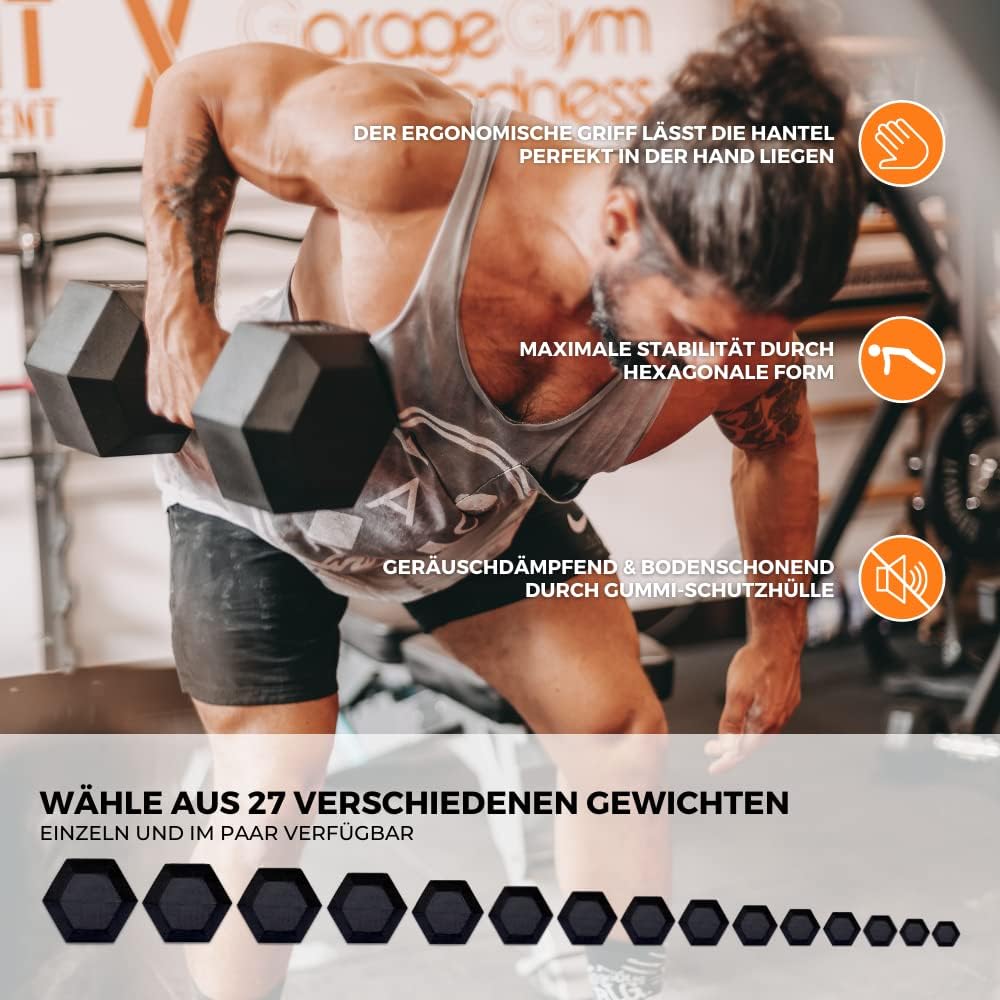 IT Hexagon Kurzhanteln Paar: Gummierte Eisenkern Hanteln für Krafttraining