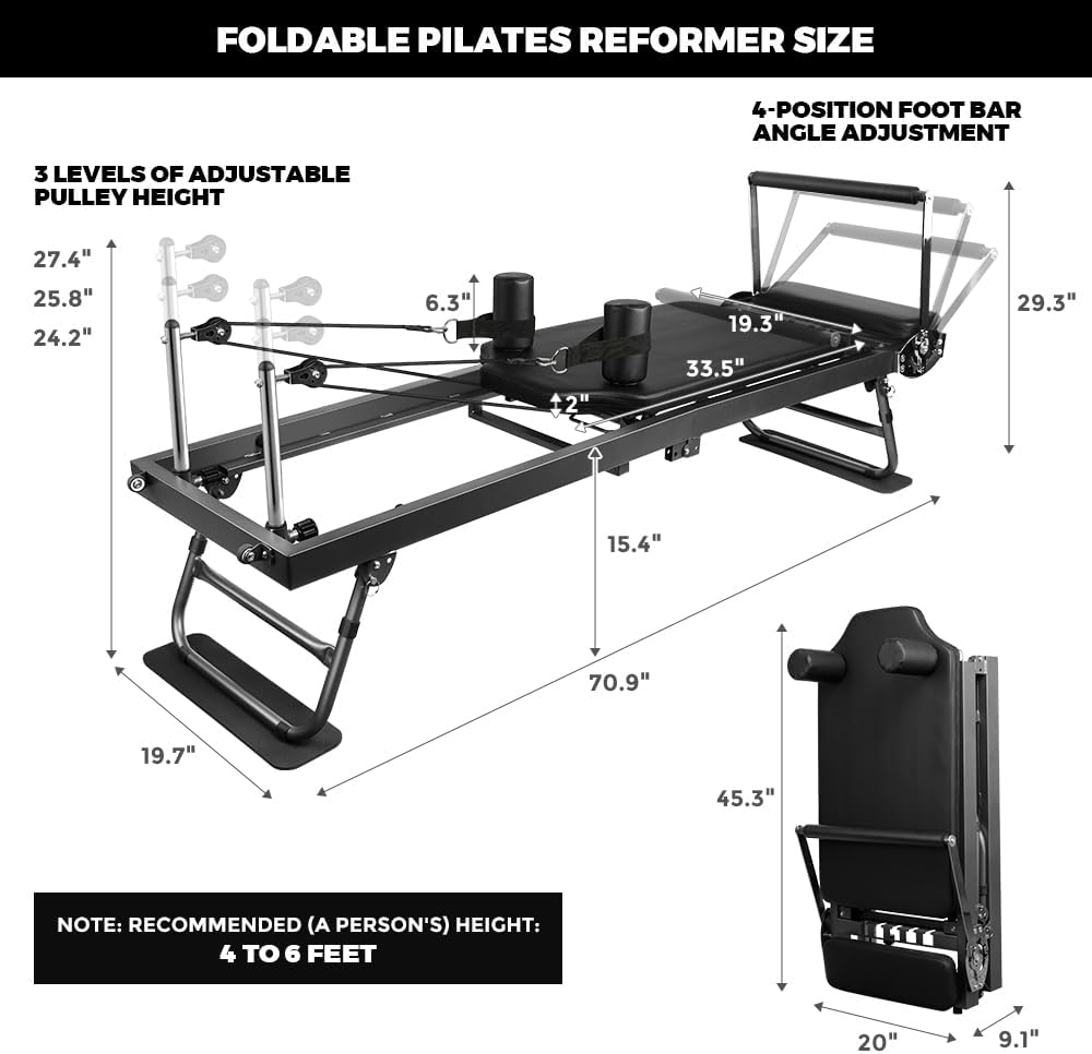 Pilates Reformer: Faltbar, für Core, Yoga & Krafttraining