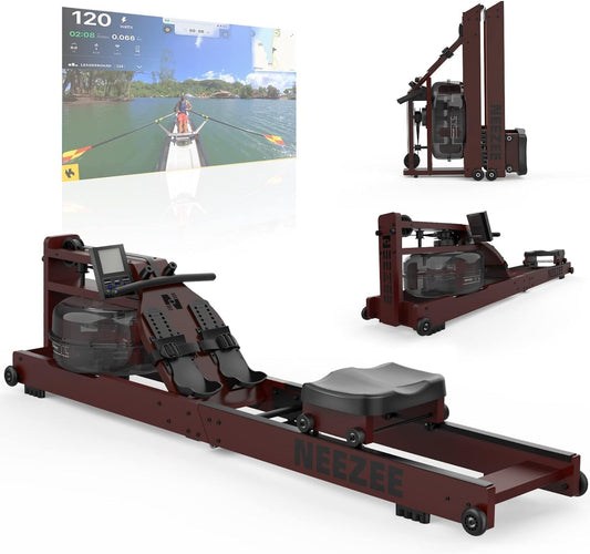 Water Rudergerät: Massivholz-Heimtrainer