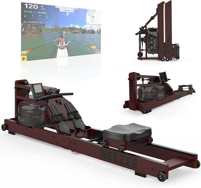 Water Rudergerät: Massivholz-Heimtrainer