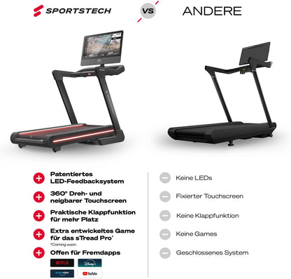 sTread Pro: Klappbares Laufband, 20 km/h, 15% Steigung, mit App
