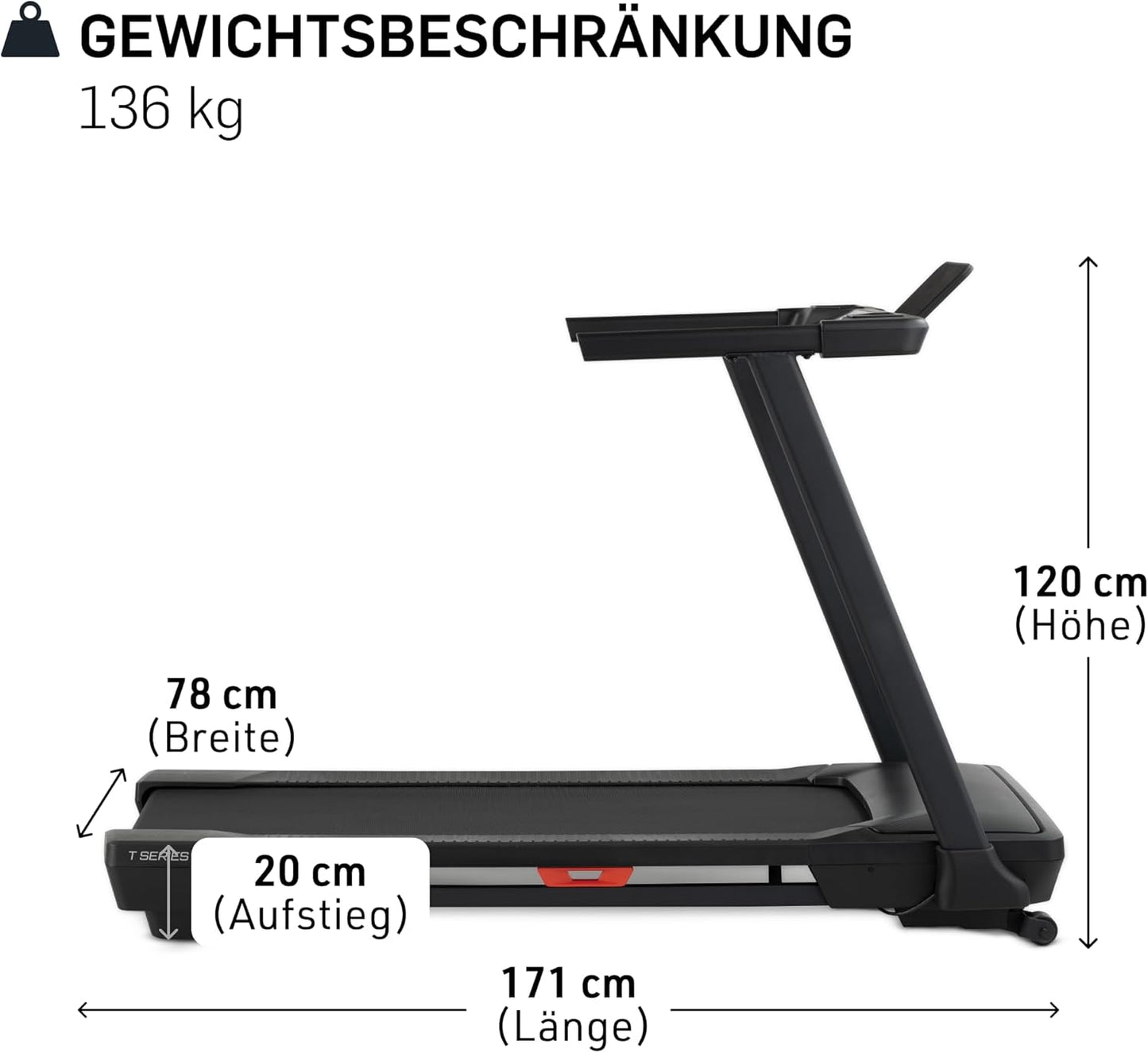 T-Serie: Laufband mit Steigung & Bluetooth, ideal fürs Heimtraining