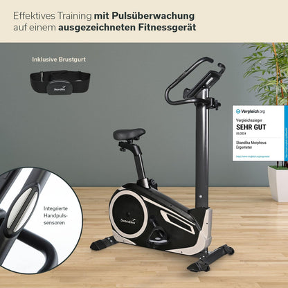 Morpheus: Ergometer mit App‑Steuerung, Pulsgurt und Tablethalter