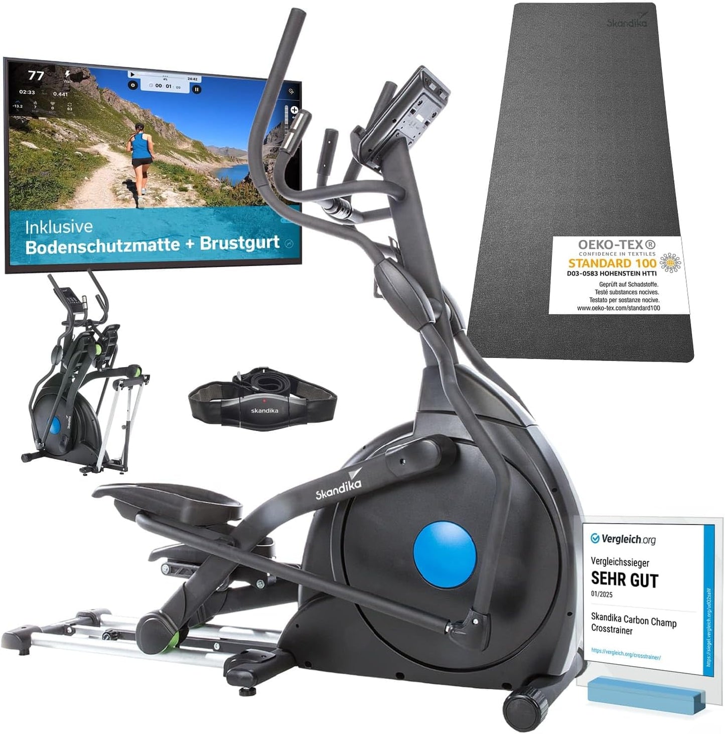 CardioCross Carbon Champ Elliptical Trainer | 54 lbs Flywheel