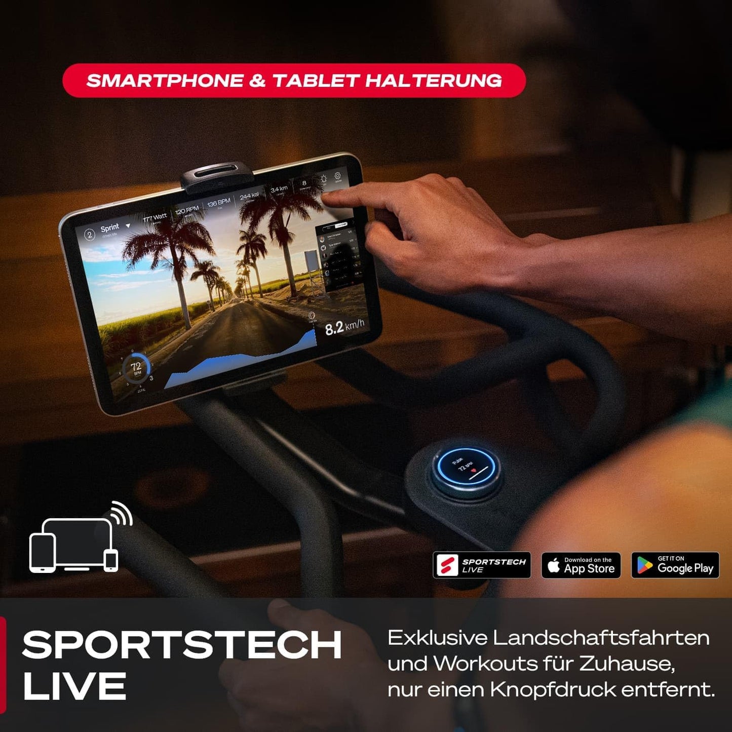 Sbike Lite: Heimtrainer mit App & Tablet-Halterung