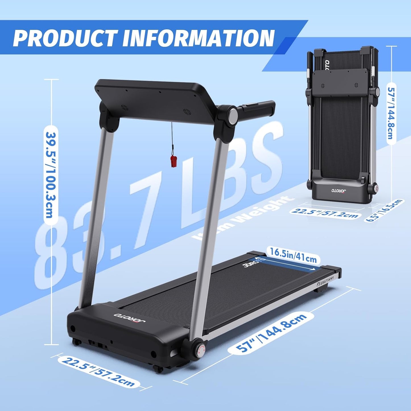 Klappbares Laufband für Zuhause – Fitness-Laufband mit App & LED