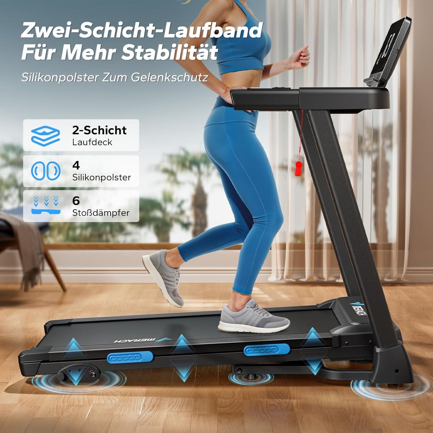 Klappbares Laufband: 2,5 PS, Steigung, 0,8–12 km/h für Zuhause