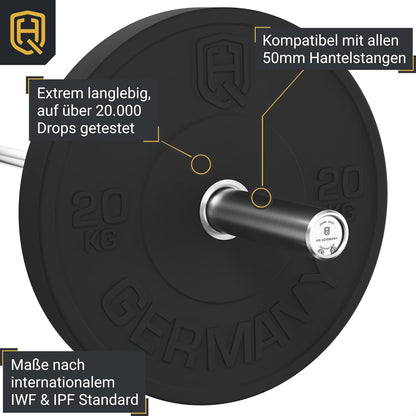 50mm Vollgummi Bumper Plates - Gewichtsscheiben Set für Training