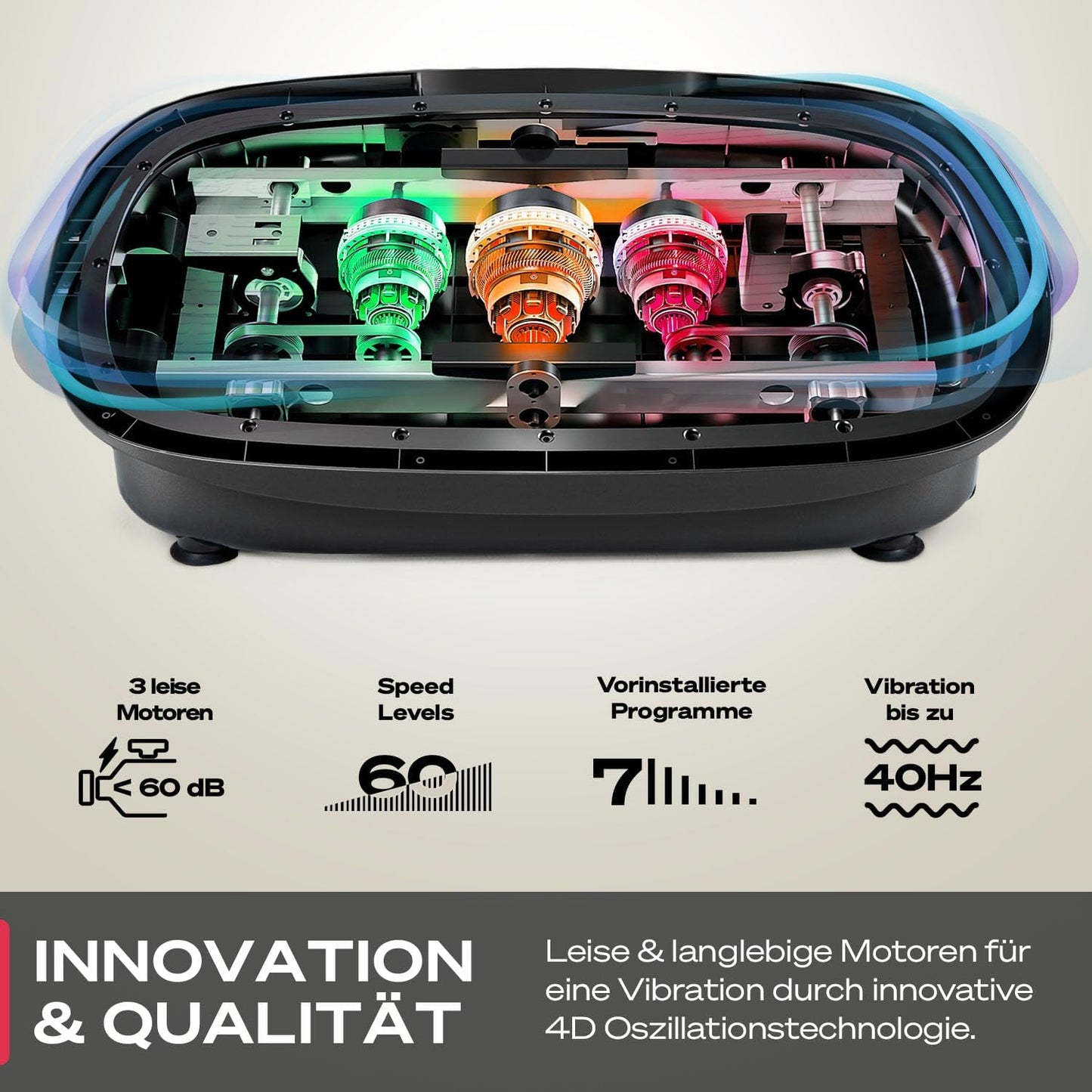 4D Vibrationsplatte: Smart LED, Bluetooth, Fitness & Yoga