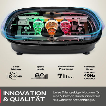 4D Vibrationsplatte: Smart LED, Bluetooth, Fitness & Yoga