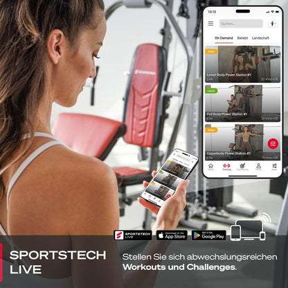 HGX300: Multifunktions-Kraftstation mit Beinpresse, Stepper & Powertower