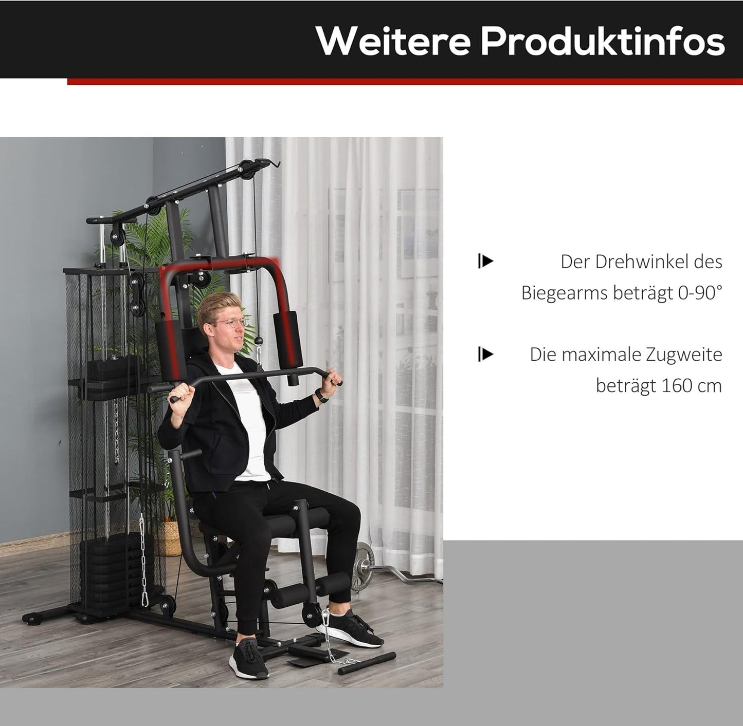 Kraftstation: Multifunktional mit Latzug, Butterfly und 45 kg Gewichten