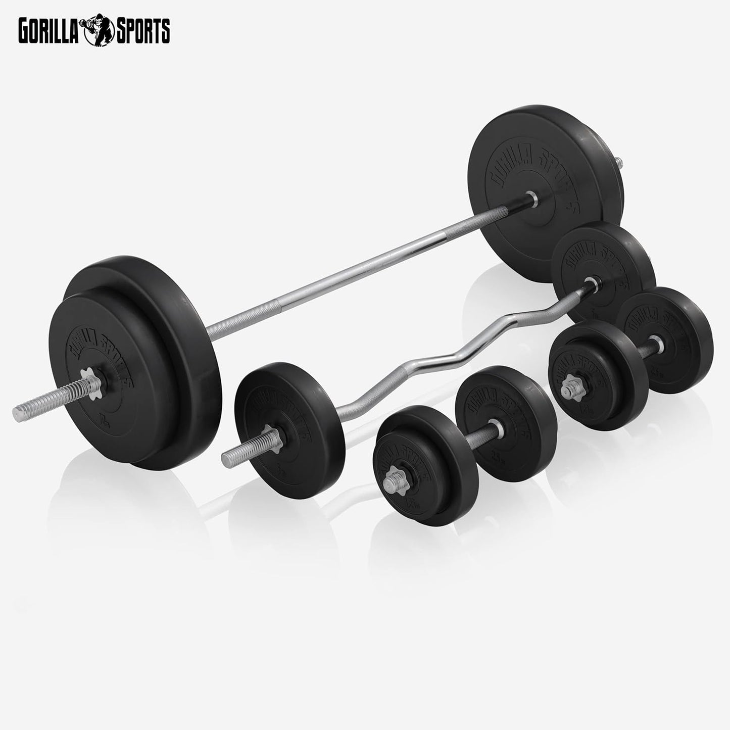 Sports Hantelbank mit Gewichten, 170 cm Stange und Hantelset