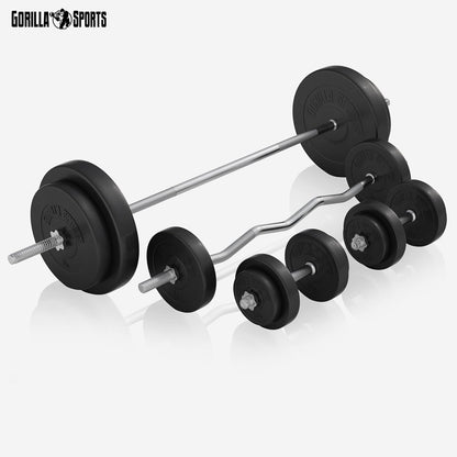 Sports Hantelbank mit Gewichten, 170 cm Stange und Hantelset