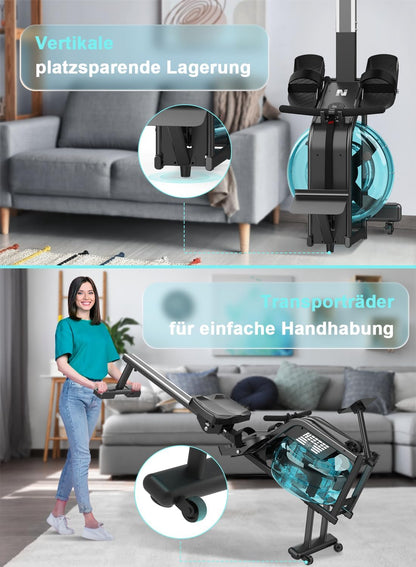 Wasserrudergerät: Bluetooth-Monitor, Tablet-Halterung, 150 kg Kapazität