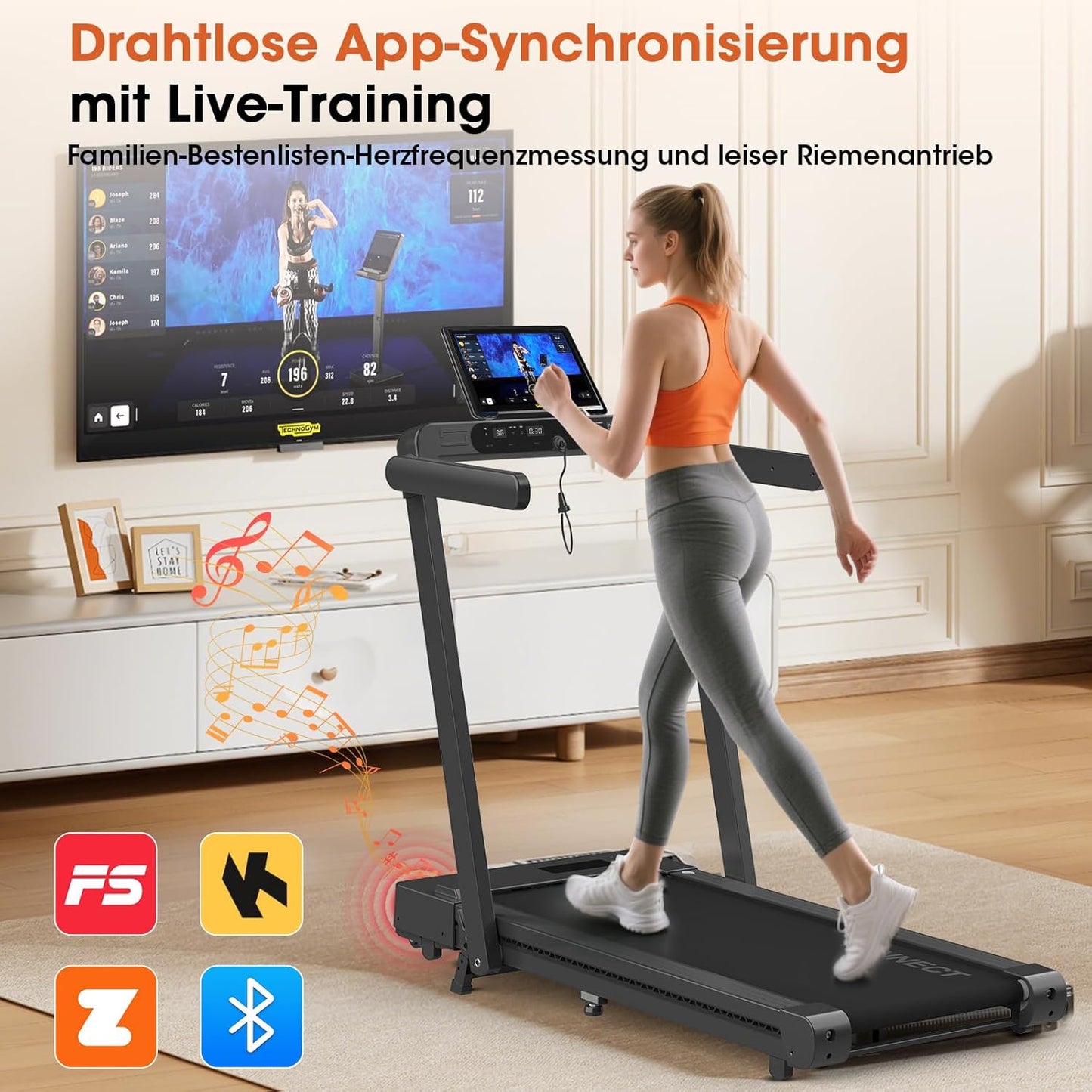 Faltbares Laufband: Walking Pad mit Steigung für Zuhause