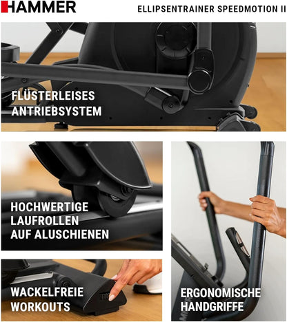 SpeedMotion II: Crosstrainer mit Steigung, 24 Programmen & 18 kg Schwungmasse