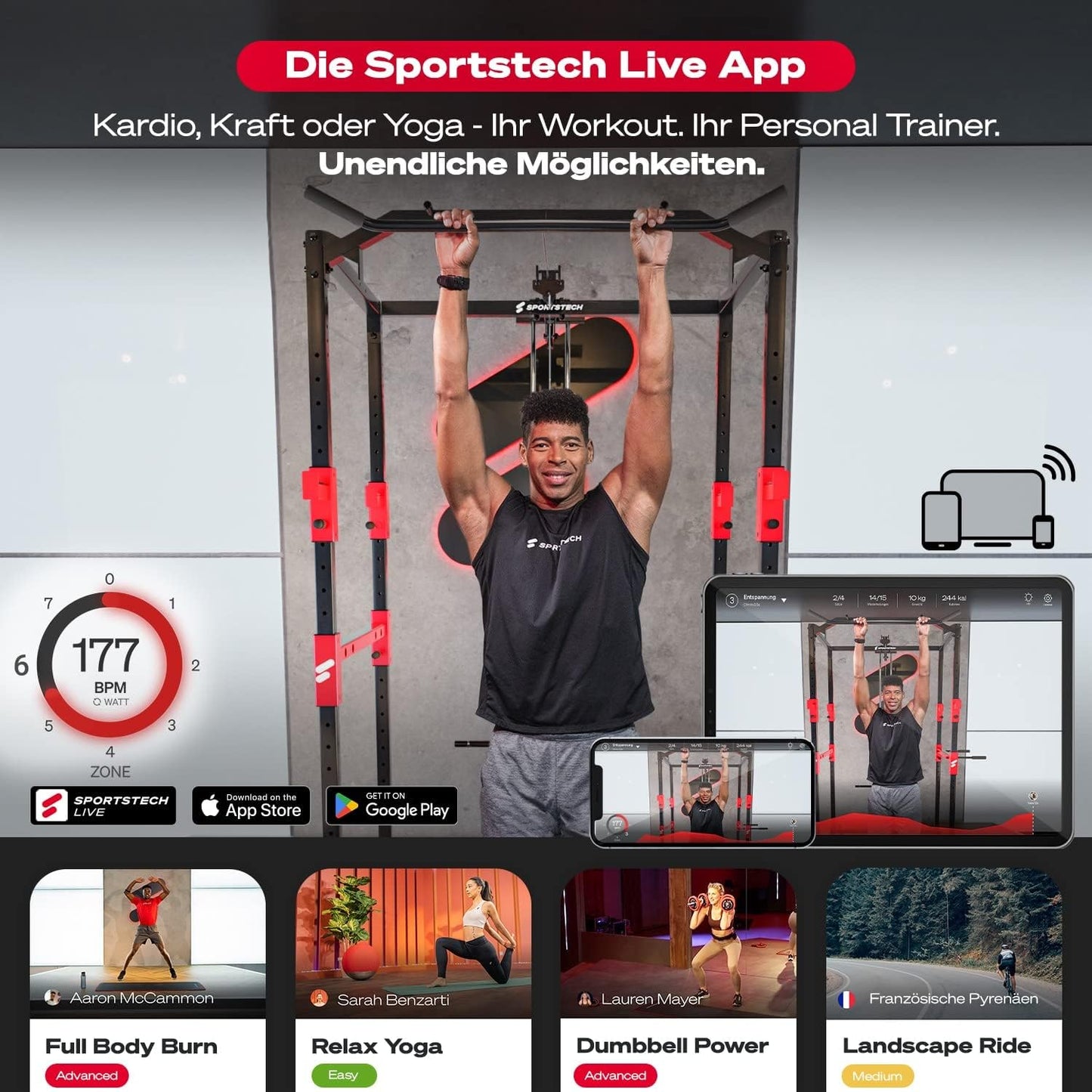 HGX200: Multifunktions-Kraftstation mit Stepper, Beinpresse & Powertower