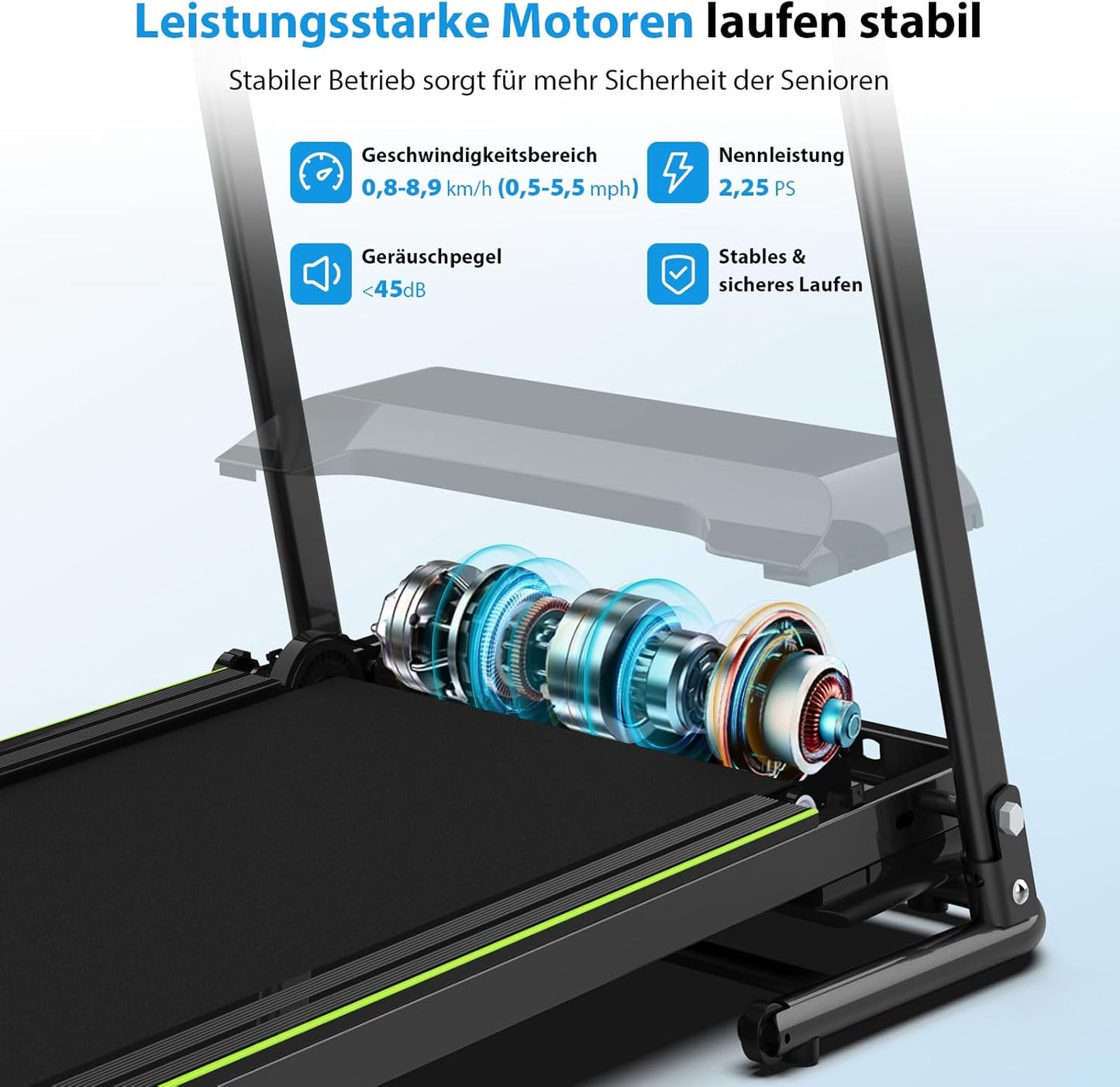 Senioren Laufband: Heimtrainer mit extra langen Handläufen für Senioren