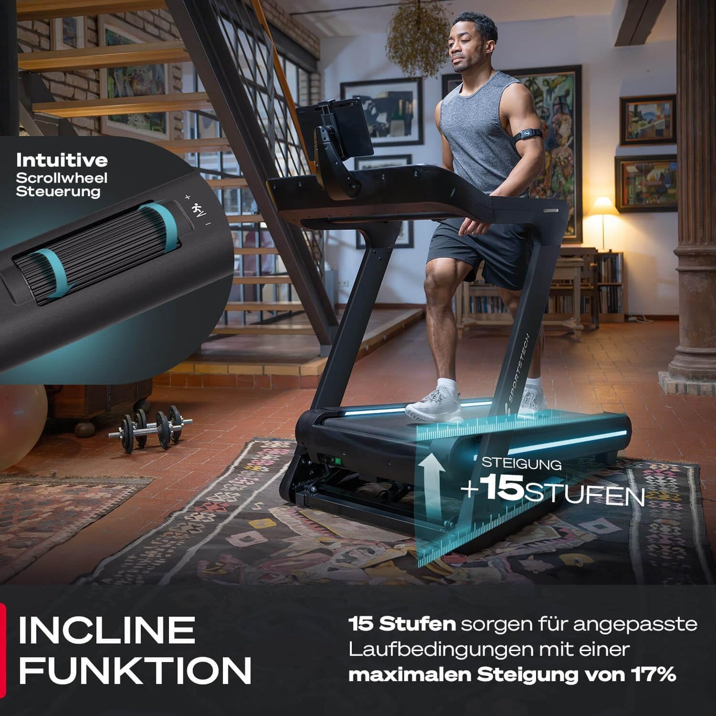sTread Pro/Lite: Klappbares Laufband, 20 km/h, 17 % Steigung