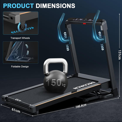 Laufband: 4,5 PS, klappbar, 16 km/h, Steigung, LCD & Bluetooth