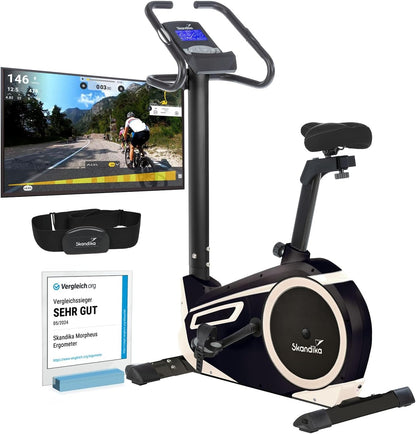 Morpheus: Ergometer mit App‑Steuerung, Pulsgurt und Tablethalter