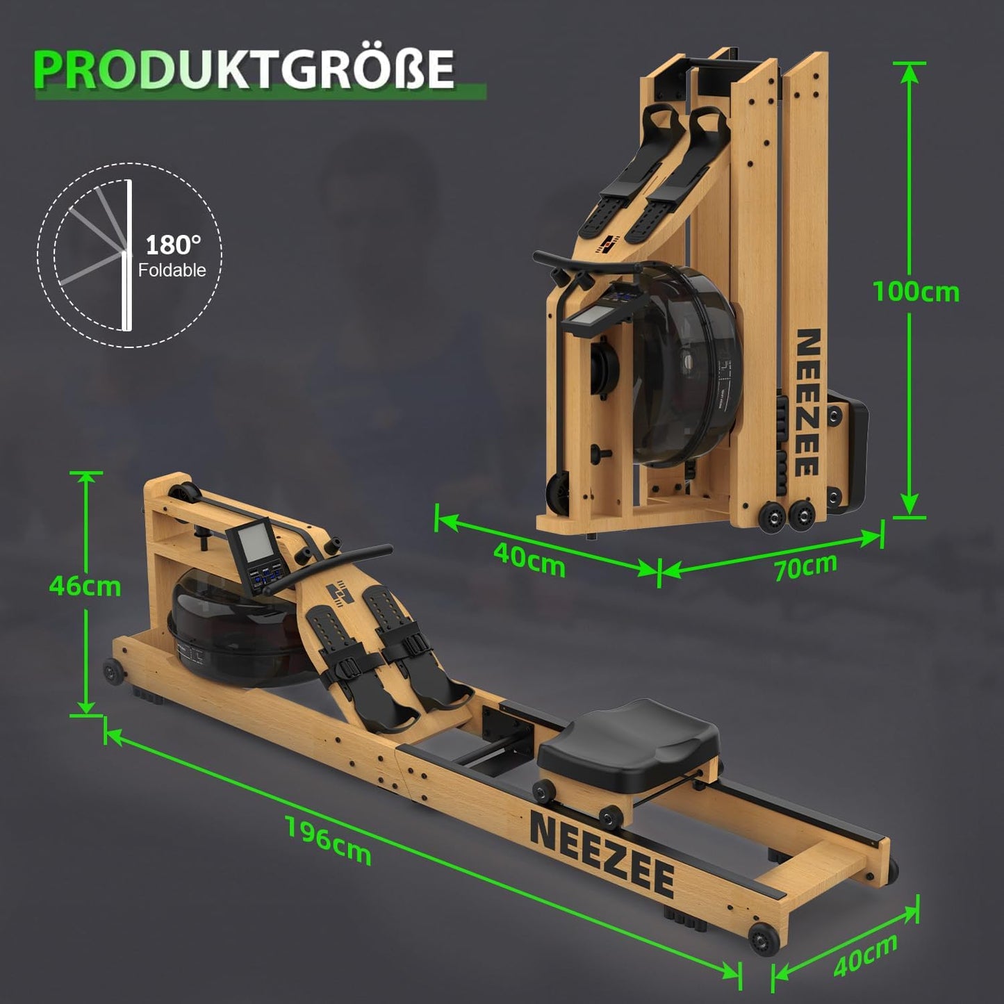 Water Rowing Machine | Solid Wood, Foldable, Bluetooth Display