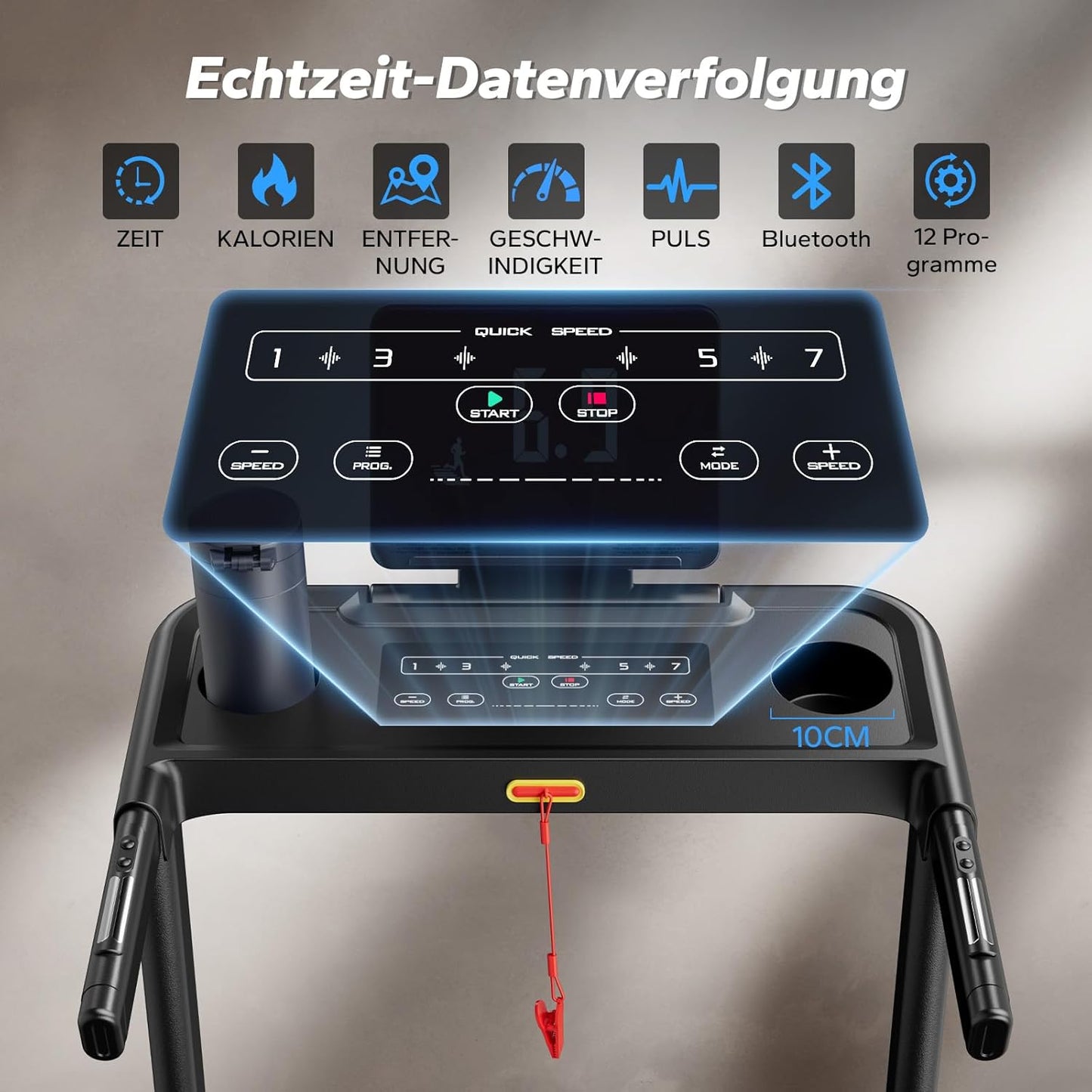 Klappbares Laufband: 2,5 PS, Steigung, 0,8–12 km/h für Zuhause