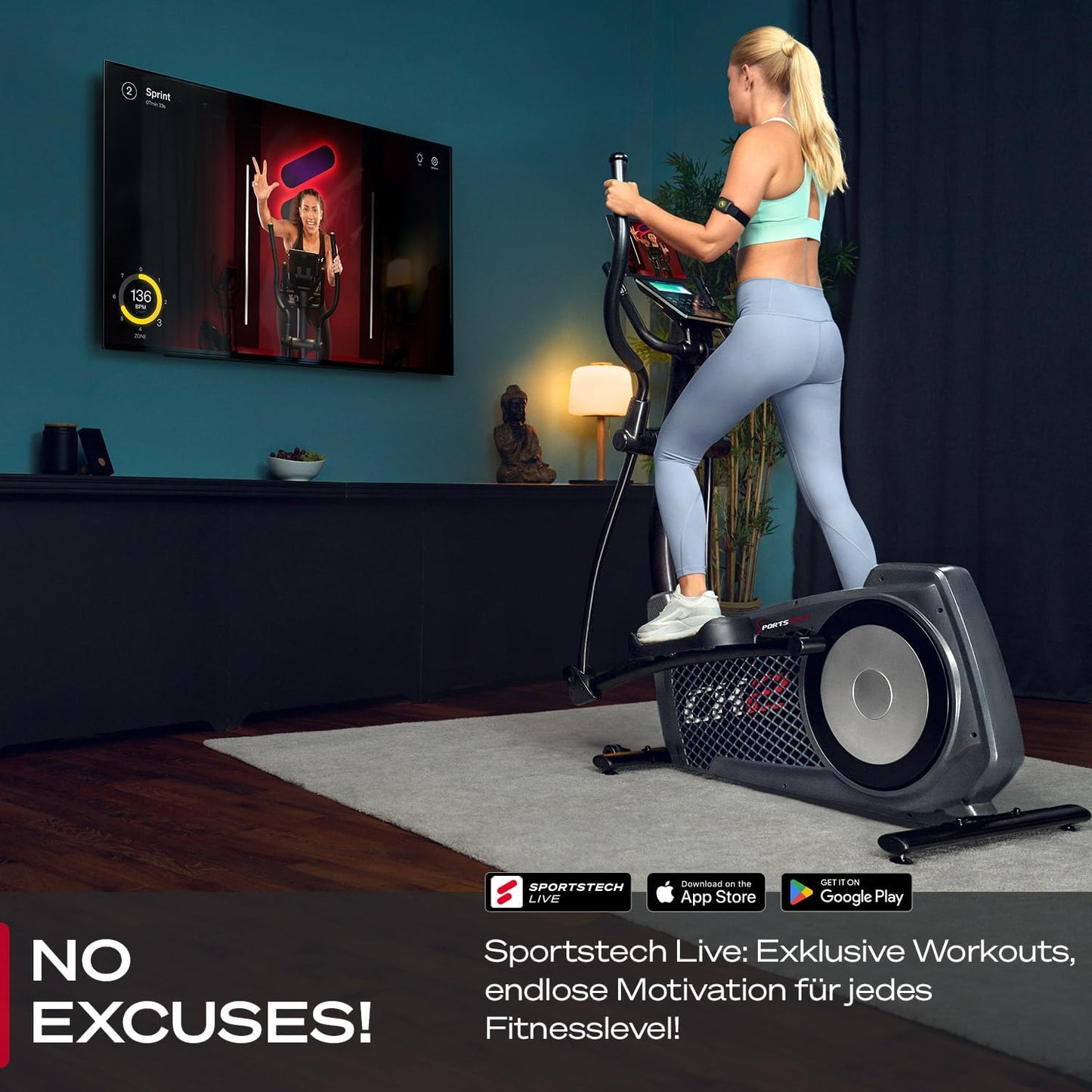 CX2: Crosstrainer mit App, 27 kg Schwungmasse & Generator