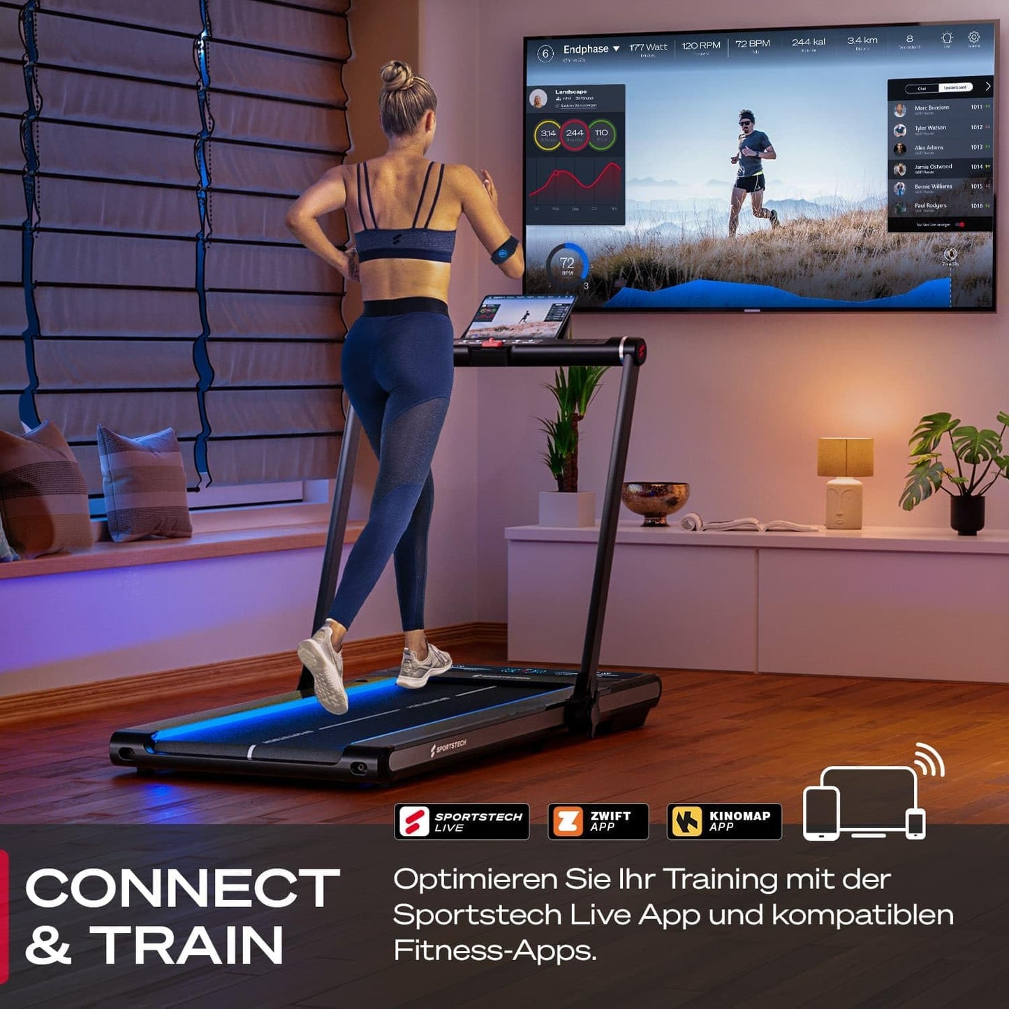 Klappbares LED‑Laufband: Walking Pad mit Bluetooth‑App