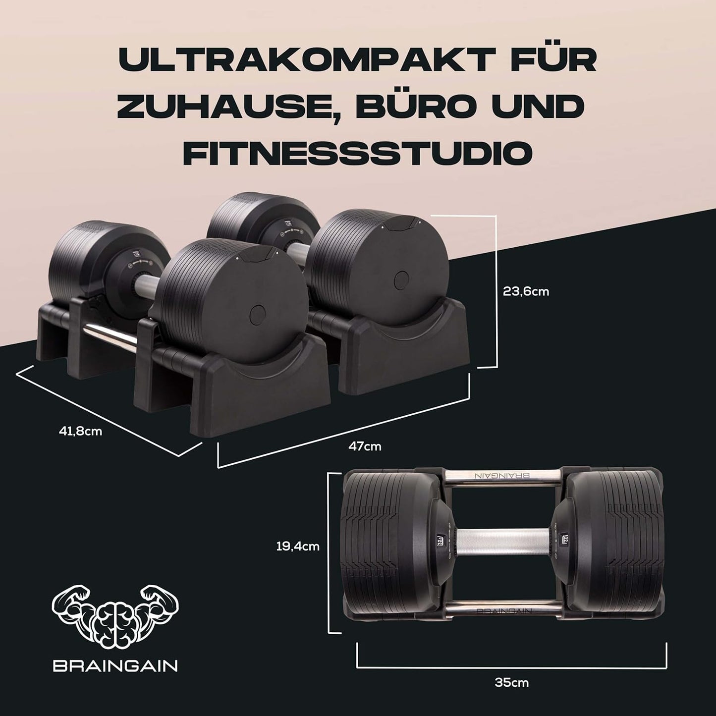 Verstellbare Hanteln: Chrom/Schwarz, Krafttraining für Zuhause