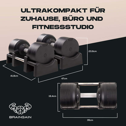 Verstellbare Hanteln: Chrom/Schwarz, Krafttraining für Zuhause