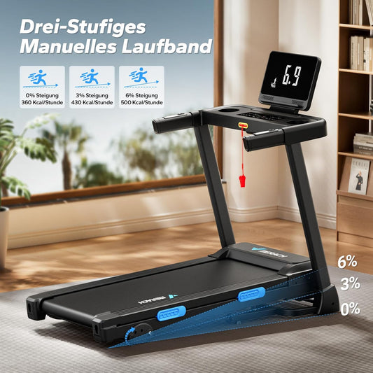 Klappbares Laufband: 2,5 PS, Steigung, 0,8–12 km/h für Zuhause