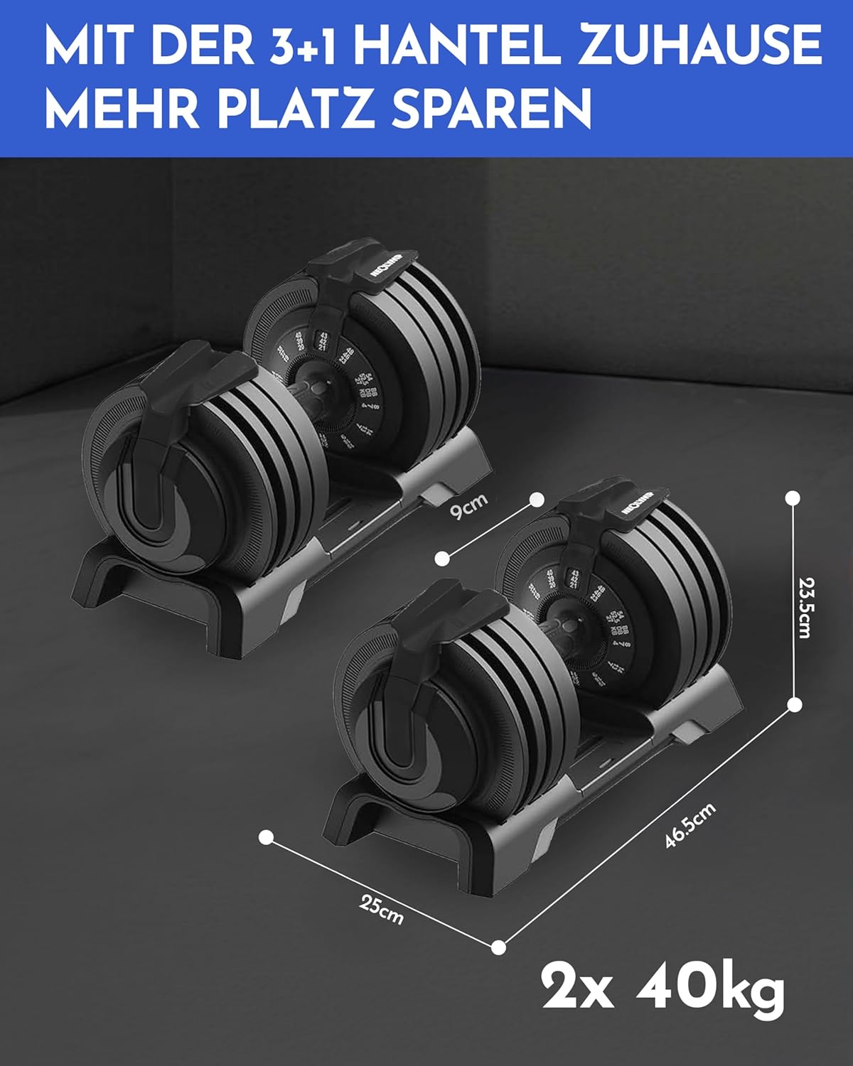 P Verstellbare Kurzhantel 2–40 kg mit Schnellverstellung, Einzelstück