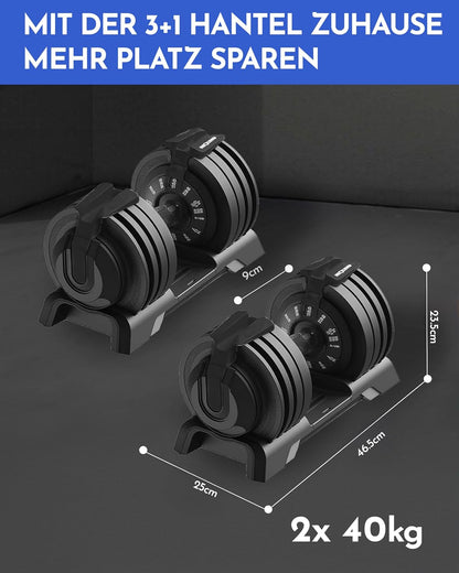 P Verstellbare Kurzhantel 2–40 kg mit Schnellverstellung, Einzelstück