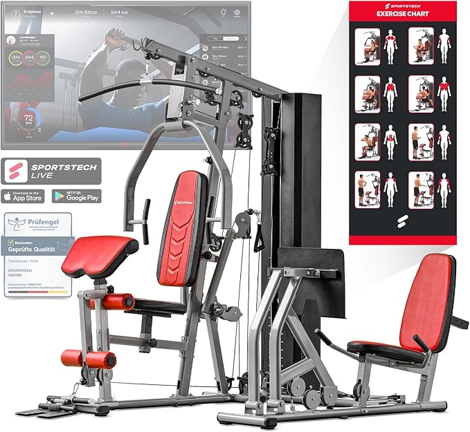 HGX300: Multifunktions-Kraftstation mit Beinpresse, Stepper & Powertower