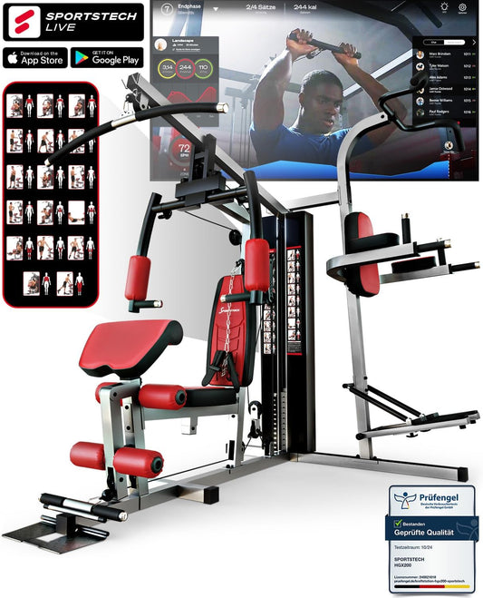 HGX200: Multifunktions-Kraftstation mit Stepper, Beinpresse & Powertower