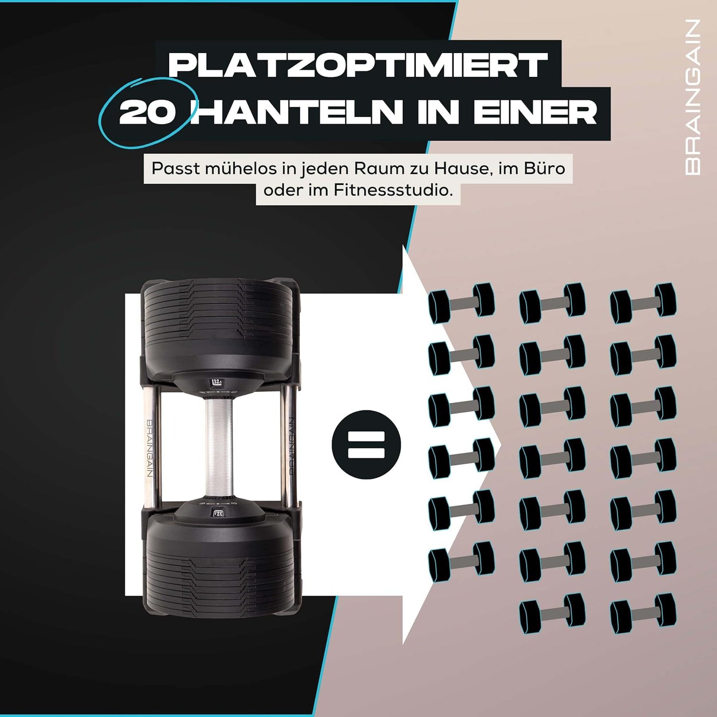 Verstellbare Hanteln: Chrom/Schwarz, Krafttraining für Zuhause