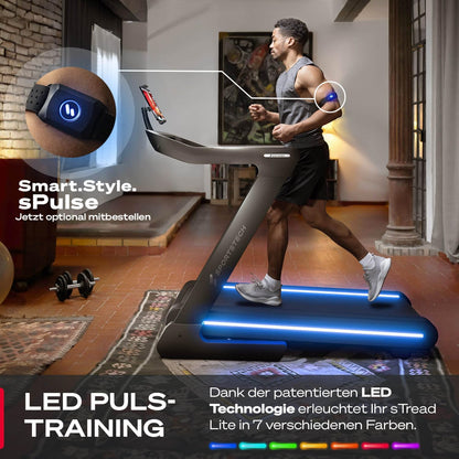 sTread Pro/Lite: Klappbares Laufband mit 20 km/h, 17 % Steigung und 7 PS Motor