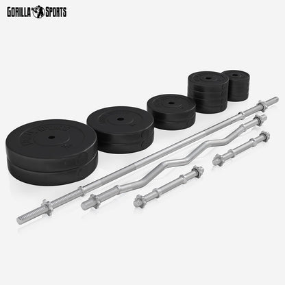 Sports Hantelbank mit Gewichten, 170 cm Stange und Hantelset
