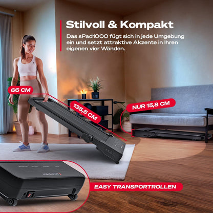 sPad500 Laufband: Faltbar mit Steigung für Zuhause