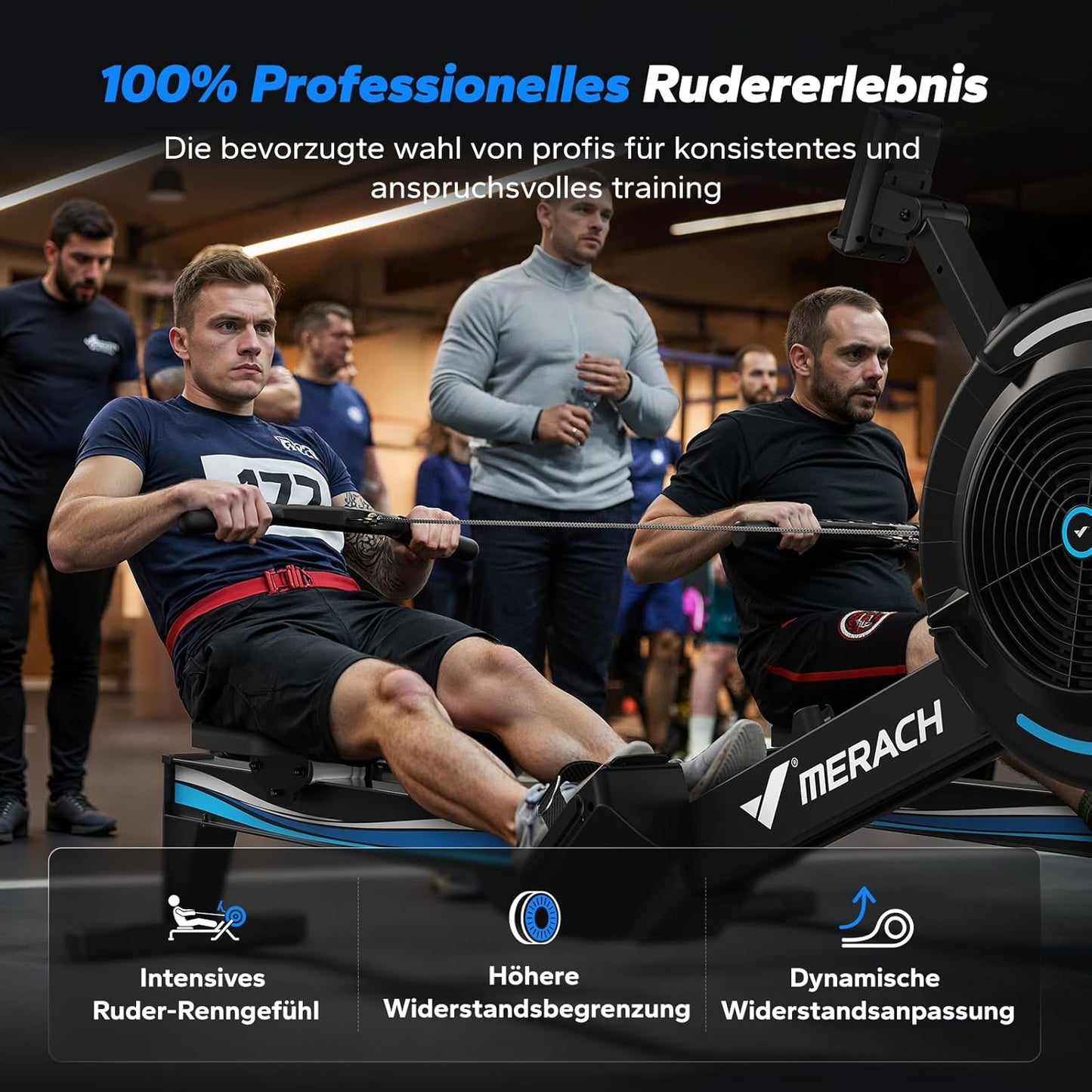 Rudergerät: Luftwiderstand, 10 Stufen & App